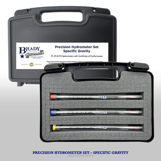 Precision Hydrometer Set Specific Gravity Brady Instruments