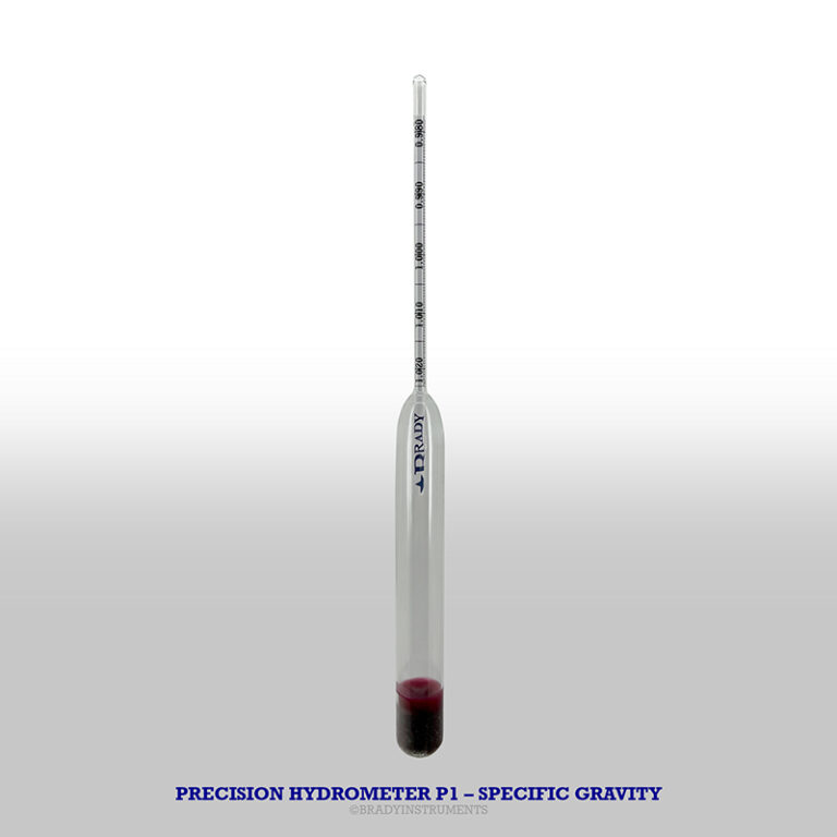 Precision Hydrometer Set Specific Gravity Brady Instruments