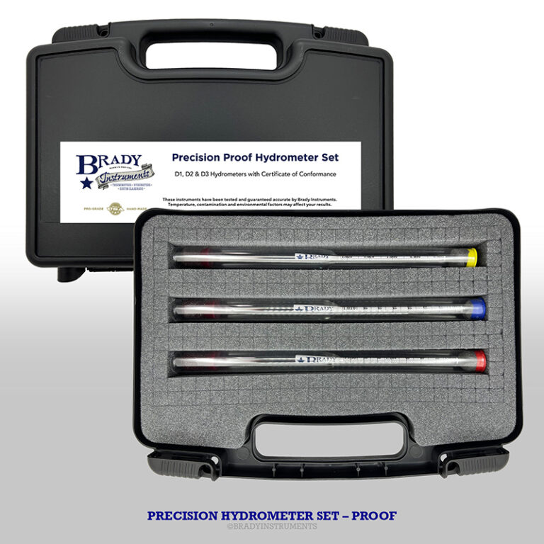 Precision Hydrometer Set Proof Brady Instruments